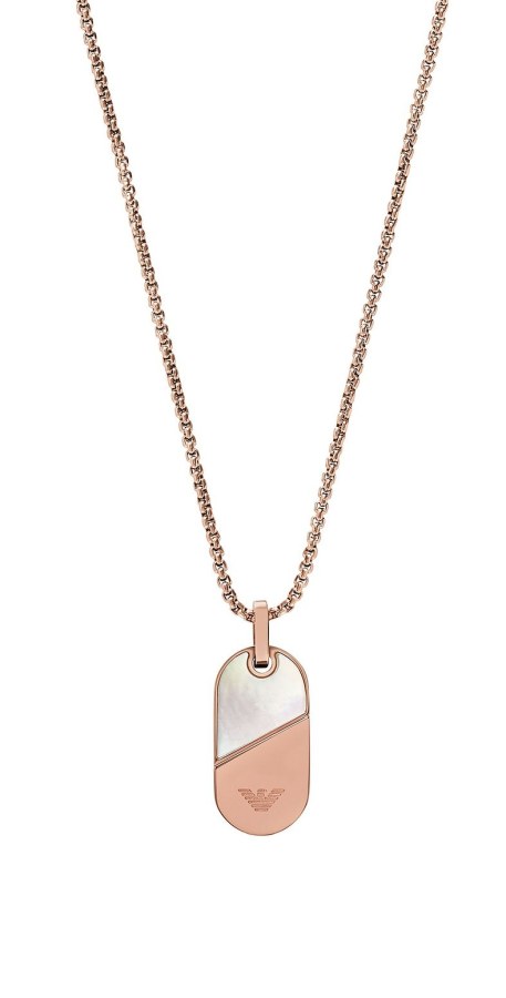 Emporio Armani Pozlacený náhrdelník s perletí Eagle logo EGS3139221