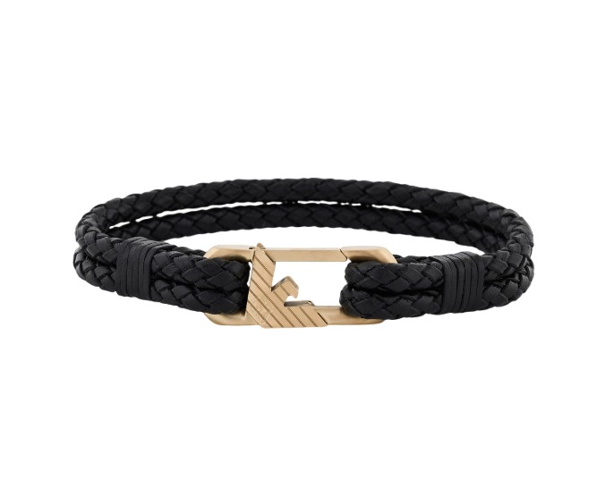 Emporio Armani Černý kožený náramek EGS3245710 - Náramky Kožené náramky