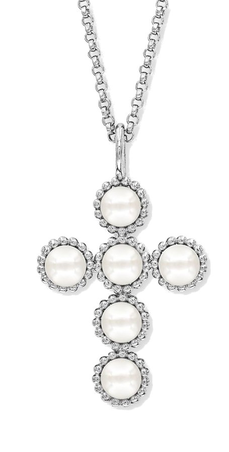 Engelsrufer Půvabný stříbrný náhrdelník s perlovým křížkem ERN-GLORY-CROSS (řetízek, přívěsek) - Náhrdelníky