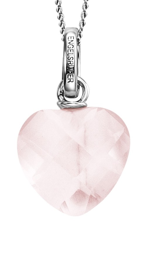 Engelsrufer Romantický stříbrný náhrdelník s růženínem ERN-HEART-RQ (řetízek, přívěsek) - Náhrdelníky