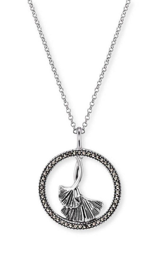 Engelsrufer Krásný stříbrný náhrdelník s markazity ERN-GINKGO-MA (řetízek, přívěsek) - Náhrdelníky