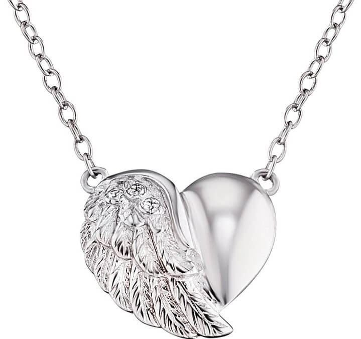 Engelsrufer Stříbrný náhrdelník Srdce s křídlem a zirkony ERN-LILHEARTWIN - Náhrdelníky