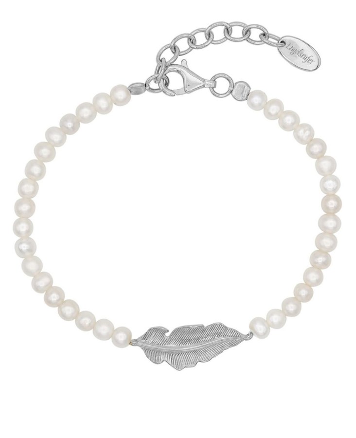 Engelsrufer Stříbrný perlový náramek s peříčkem ERB-GLORY-FEDER - Náramky Náramky se symboly