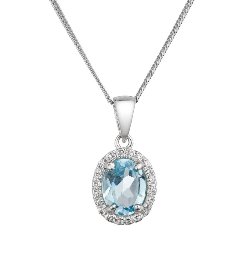 Evolution Group - Pavona Blyštivý stříbrný náhrdelník s&nbsp;pravým topazem a&nbsp;zirkony 12086.3 - Náhrdelníky Náhrdelníky s&nbsp;kameny