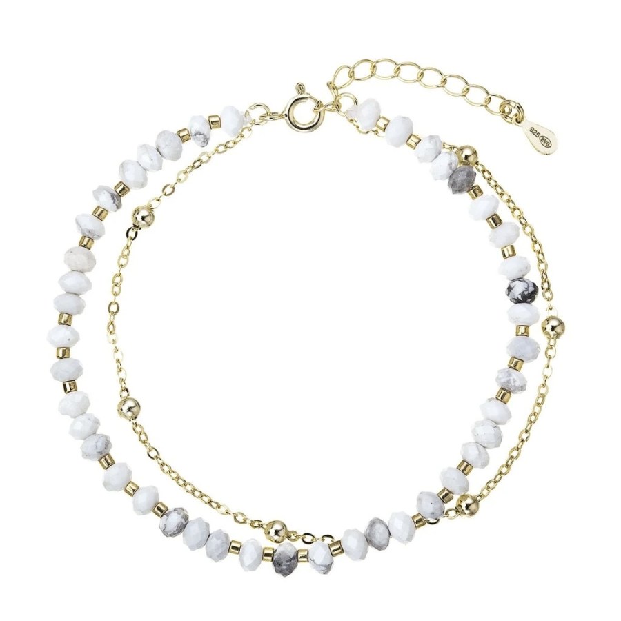 Evolution Group - Pavona Dvojitý pozlacený náramek s&nbsp;howlity 13115.1 - Náramky Korálkové náramky