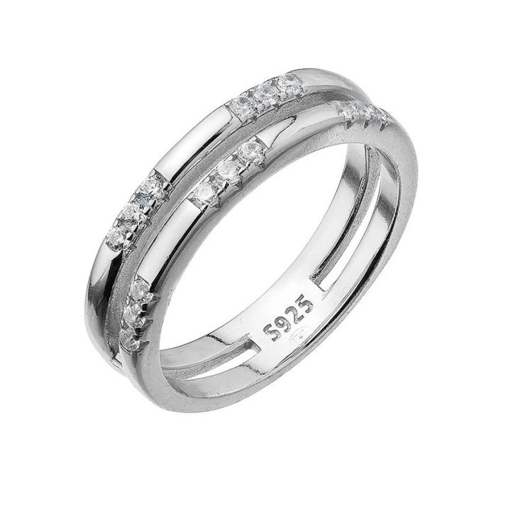 Evolution Group - Pavona Dvojitý stříbrný prsten se zirkony 15018.1 crystal 50 mm Evolution Group - Pavona Dvojitý stříbrný prsten se zirkony 15018.1 crystal 50 mm - Prsteny Prsteny s kamínkem