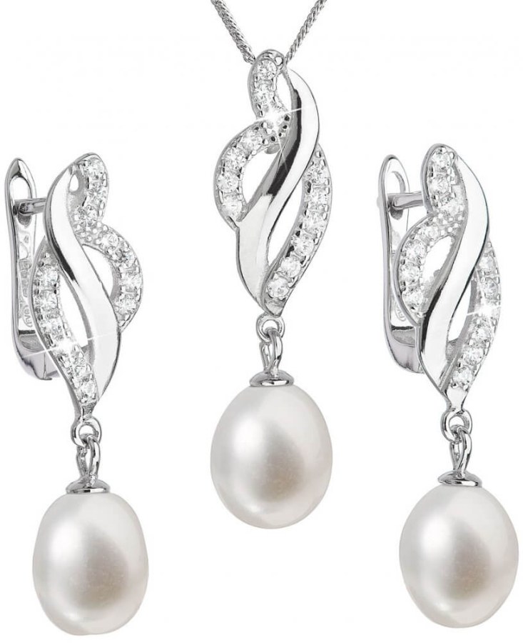 Evolution Group Luxusní stříbrná souprava s pravými perlami Pavona 29021.1 (náušnice, řetízek, přívěsek) - Sety šperků Soupravy šperků