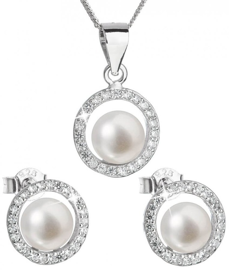 Evolution Group Luxusní stříbrná souprava s pravými perlami Pavona 29023.1 (náušnice, řetízek, přívěsek) - Sety šperků Soupravy šperků