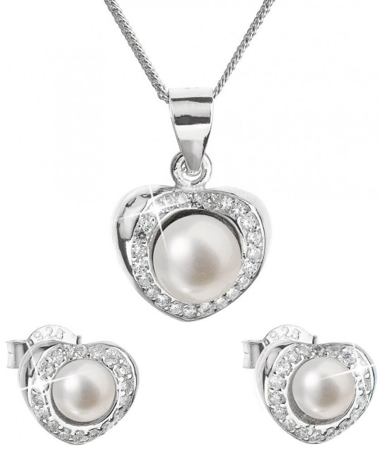 Evolution Group Luxusní stříbrná souprava s pravými perlami Pavona 29025.1 (náušnice, řetízek, přívěsek) - Sety šperků Soupravy šperků