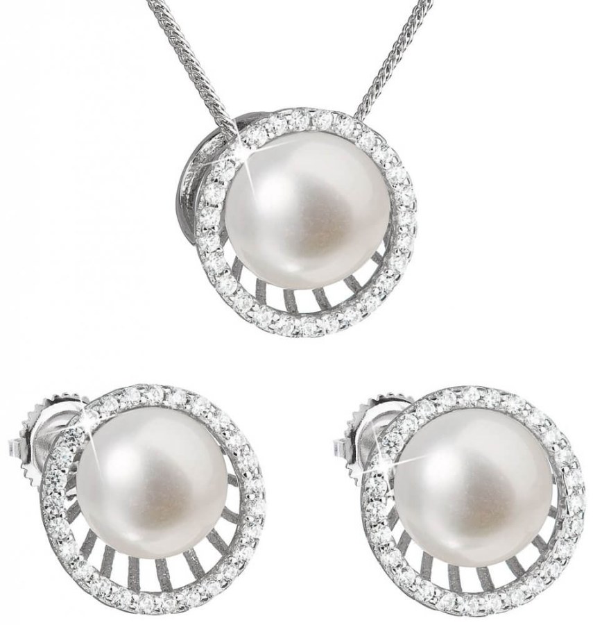 Evolution Group Luxusní stříbrná souprava s pravými perlami Pavona 29034.1 (náušnice, řetízek, přívěsek) - Sety šperků Soupravy šperků