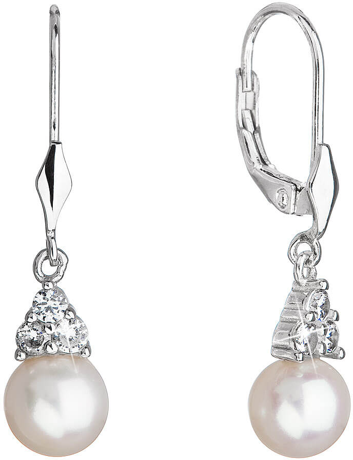 Evolution Group Luxusní stříbrné náušnice s pravými perlami 21062.1 - Náušnice Visací náušnice