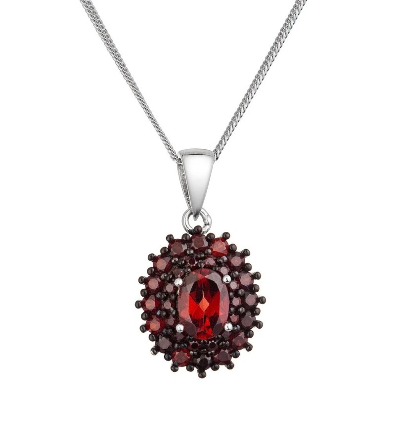 Evolution Group - Pavona Luxusní stříbrný náhrdelník s&nbsp;pravými granáty 12091.3 - Náhrdelníky Náhrdelníky s&nbsp;kameny