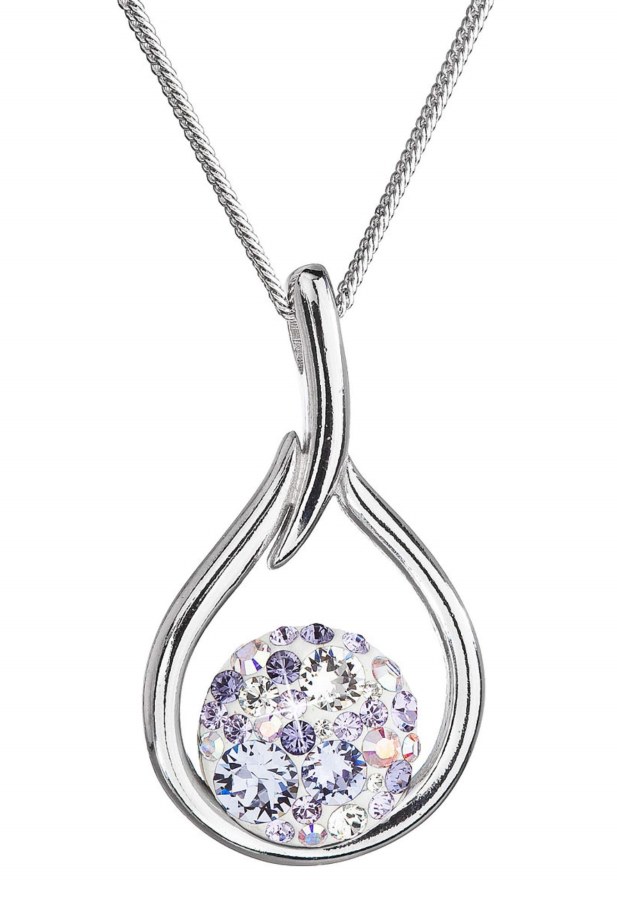 Evolution Group Nadčasový stříbrný náhrdelník s krystaly Swarovski 32075.3 violet (řetízek, přívěsek) - Náhrdelníky