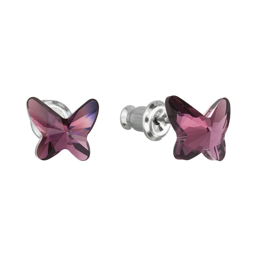 Evolution Group - Pavona Náušnice s fialovými krystaly Swarovski Motýl 51048.3 amethyst - Náušnice Pecky