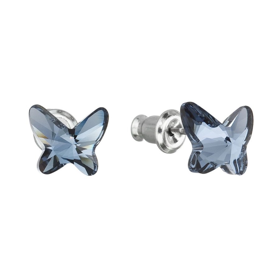 Evolution Group - Pavona Náušnice s modrými krystaly Swarovski Motýl 51048.3 denim blue