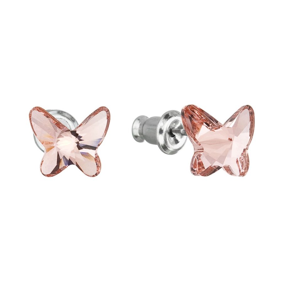 Evolution Group - Pavona Náušnice s růžovo-oranžovými krystaly Swarovski Motýl 51048.3 rose peach - Náušnice Pecky