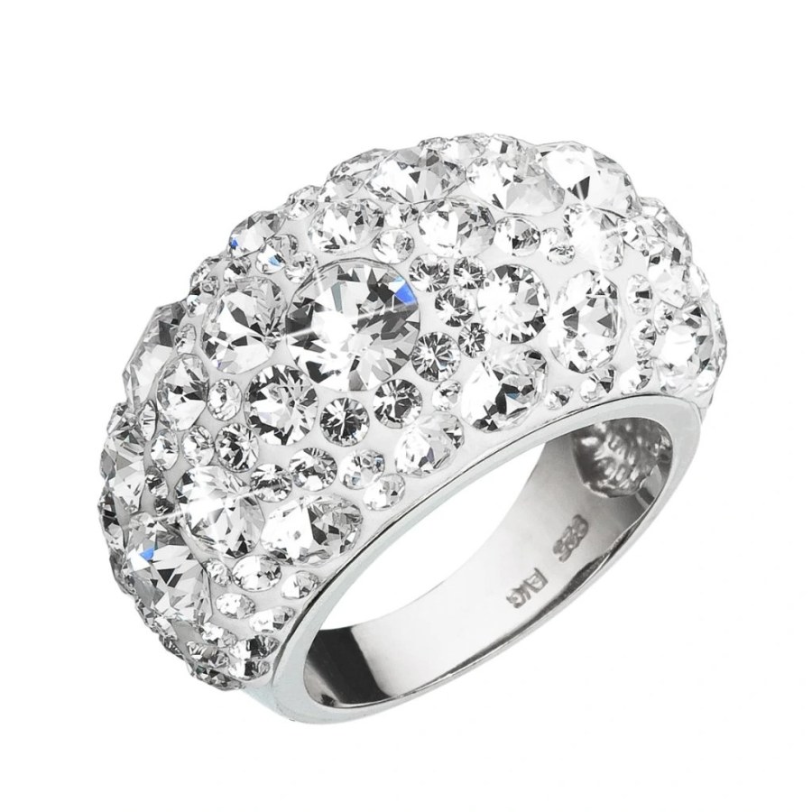 Evolution Group - Pavona Nepřehlédnutelný blyštivý prsten s čirými krystaly Swarovski 35028.1 56 mm - Prsteny Prsteny s kamínkem
