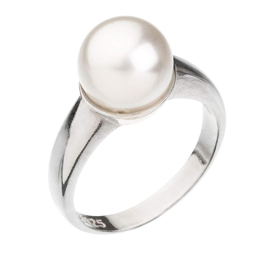 Evolution Group Něžný stříbrný prsten s perlou Swarovski 35022.1 52 mm - Prsteny Prsteny bez kamínku