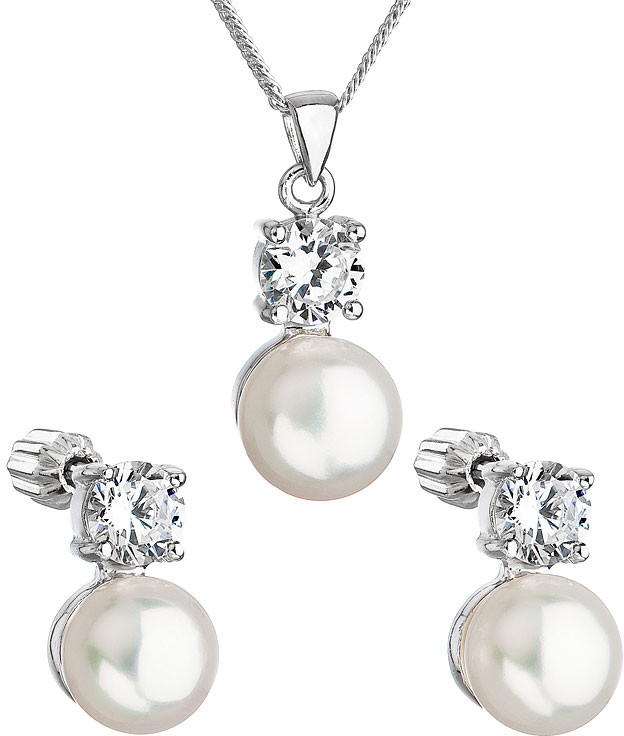 Evolution Group Perličková sada se zirkony Pavona 29002.1 AAA bílá (náušnice, řetízek, přívěsek) - Sety šperků Soupravy šperků