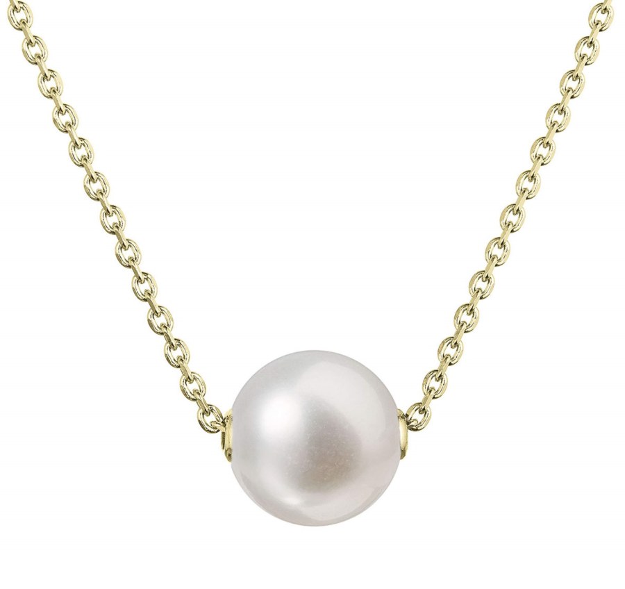 Evolution Group Pozlacený dámský náhrdelník s pravou říční perlou 22047.1 - Náhrdelníky