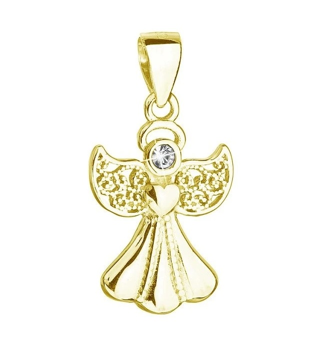 Evolution Group - Pavona Pozlacený přívěsek s&nbsp;krystalem Swarovski Andělíček 34262.1 - Přívěsky Přívěsky na řetízky