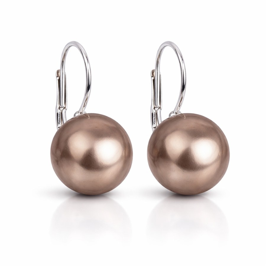 Evolution Group - Pavona Půvabné visací náušnice se syntetickými perlami 71106.3 bronze - Náušnice Visací náušnice