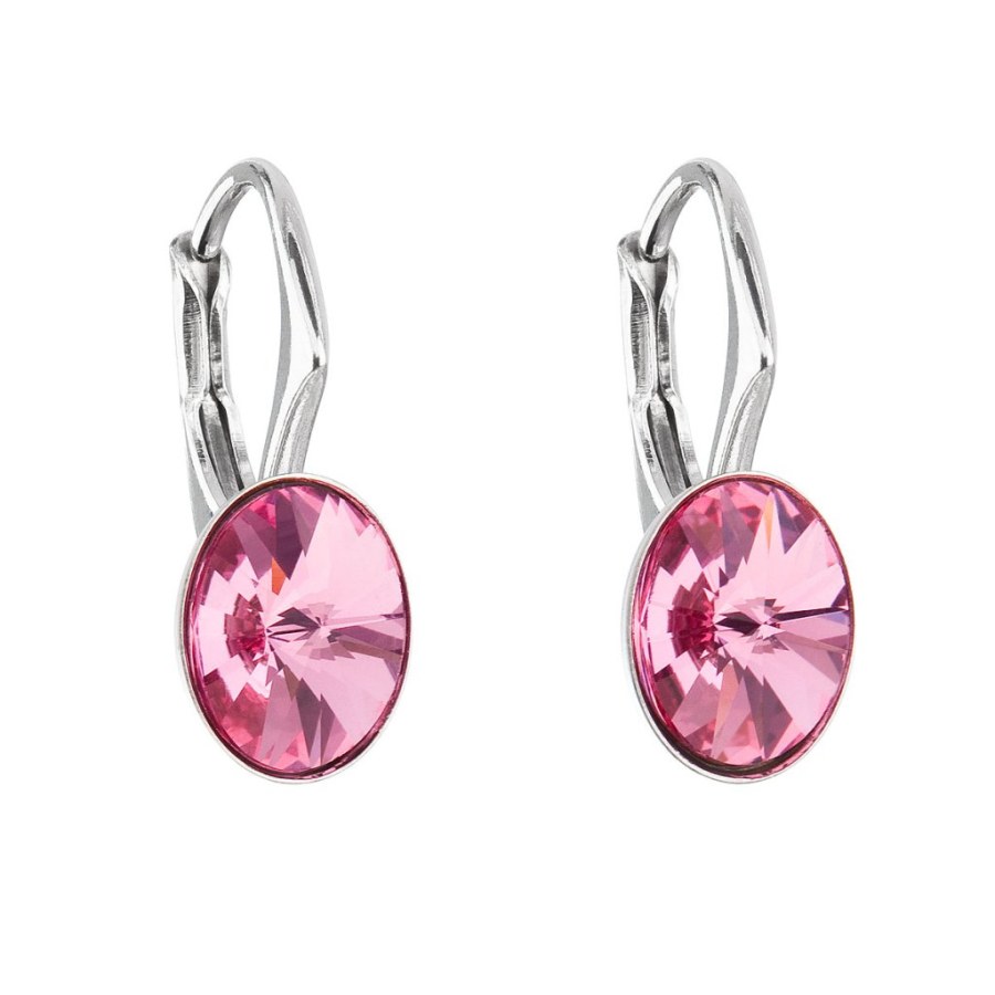 Evolution Group - Pavona Růžové oválné náušnice s krystaly Swarovski 31276.3 rose - Náušnice Visací náušnice
