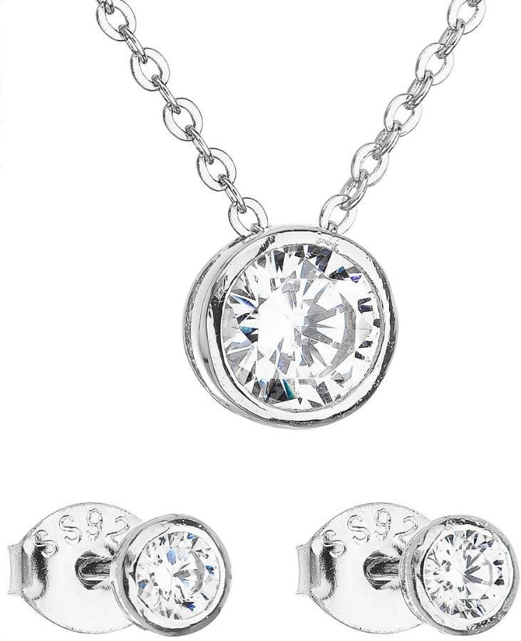 Evolution Group Sada šperků se zirkonem náušnice a náhrdelník 19007.1 - Sety šperků Soupravy šperků