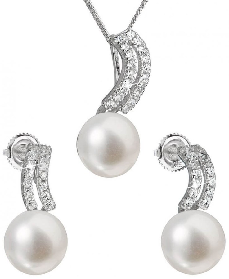 Evolution Group Souprava stříbrných šperků s pravými perlami Pavona 29037.1 (náušnice, řetízek, přívěsek) - Sety šperků Soupravy šperků
