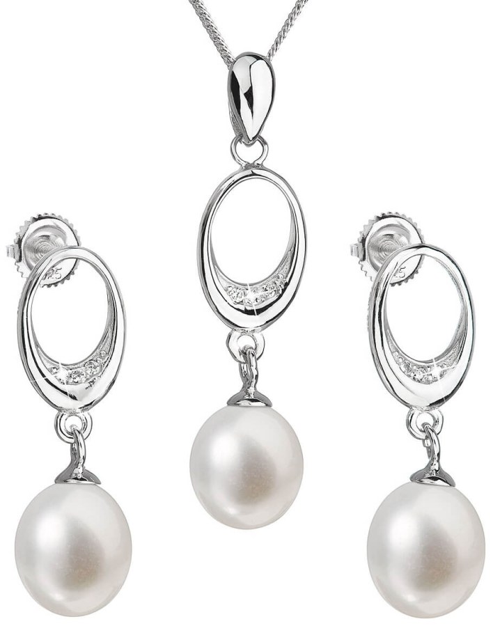 Evolution Group Souprava stříbrných šperků s pravými perlami Pavona 29040.1 (náušnice, řetízek, přívěsek) - Sety šperků Soupravy šperků