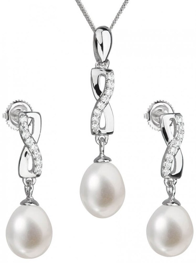 Evolution Group Souprava stříbrných šperků s pravými perlami Pavona 29041.1 (náušnice, řetízek, přívěsek) - Sety šperků Soupravy šperků