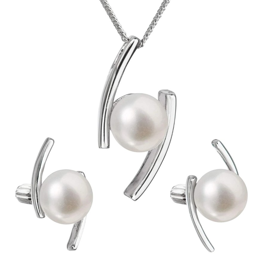 Evolution Group - Pavona Souprava stříbrných šperků s&nbsp;pravými perlami Pavona 29039.1B (náušnice, řetízek, přívěsek) - Sety šperků Soupravy šperků