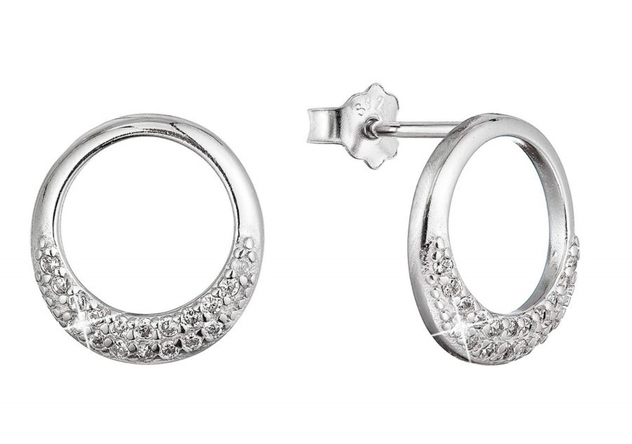 Evolution Group - Pavona Minimalistické stříbrné náušnice se zirkony 11528.1 crystal Evolution Group - Pavona Minimalistické stříbrné náušnice se zirkony 11528.1 crystal - Náušnice Pecky