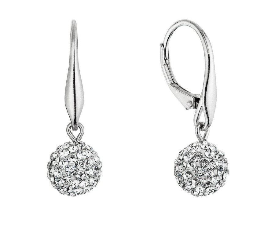 Evolution Group - Pavona Stříbrné náušnice Kuličky s krystaly Swarovski 31326.1