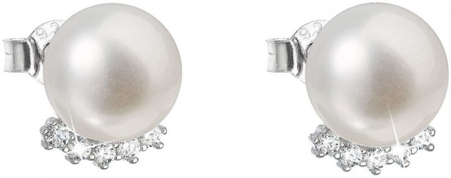 Evolution Group Stříbrné náušnice pecky s pravými perlami Pavona 21020.1 - Náušnice Pecky