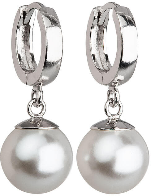 Evolution Group Stříbrné náušnice s perlou 31151.1 bílá - Náušnice Kruhy
