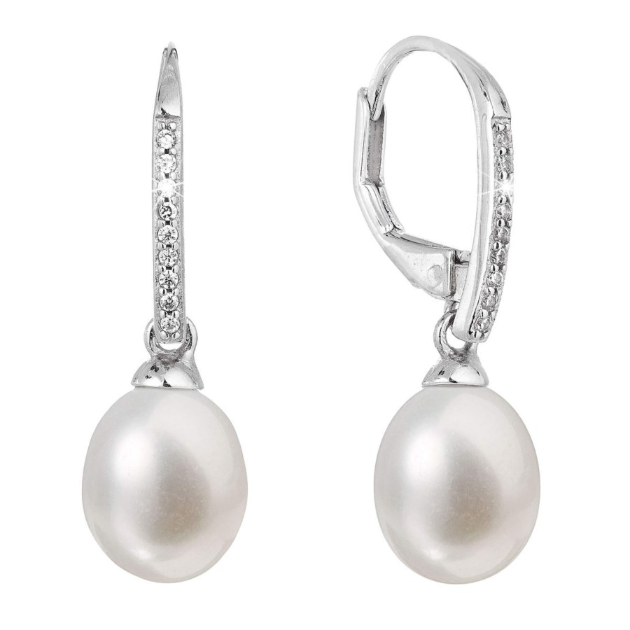 Evolution Group Stříbrné náušnice s pravými perlami 21060.1 - Náušnice Visací náušnice