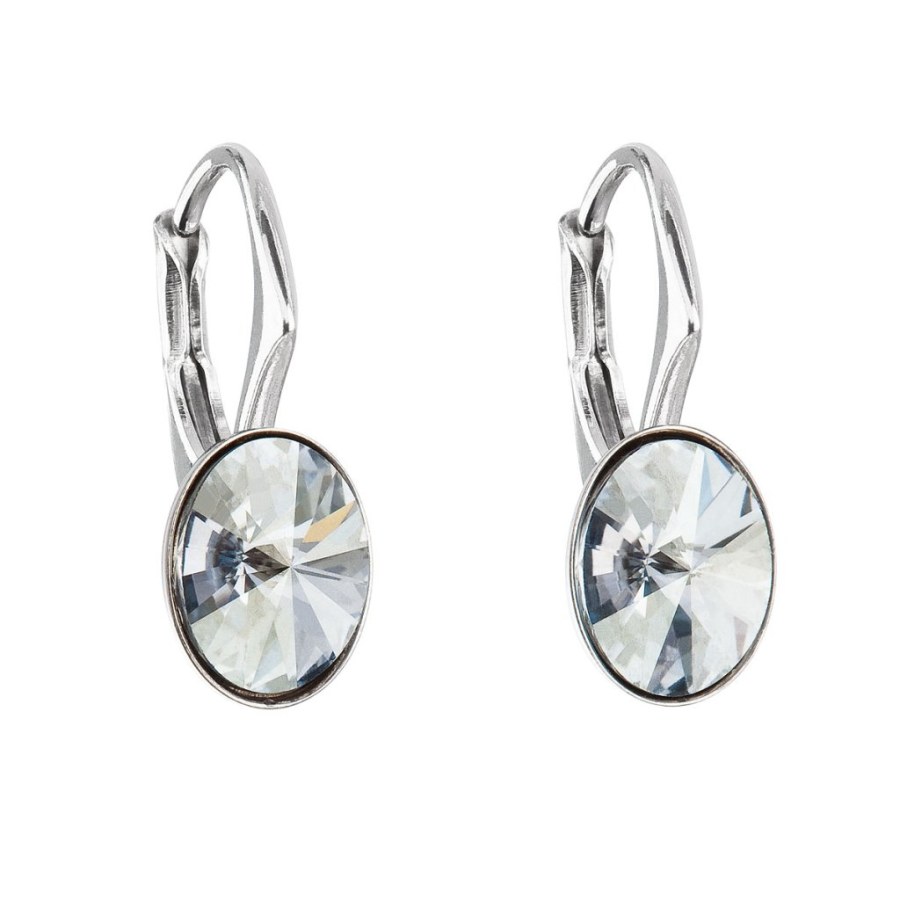 Evolution Group - Pavona Stříbrné oválné náušnice s krystaly Swarovski 31276.5 blue shade