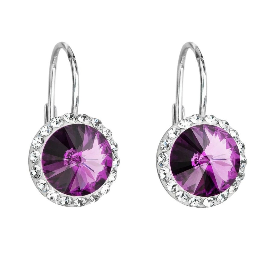 Evolution Group - Pavona Stříbrné visací náušnice s krystaly Preciosa 31216.3 amethyst Evolution Group - Pavona Stříbrné visací náušnice s krystaly Preciosa 31216.3 amethyst - Náušnice Visací náušnice