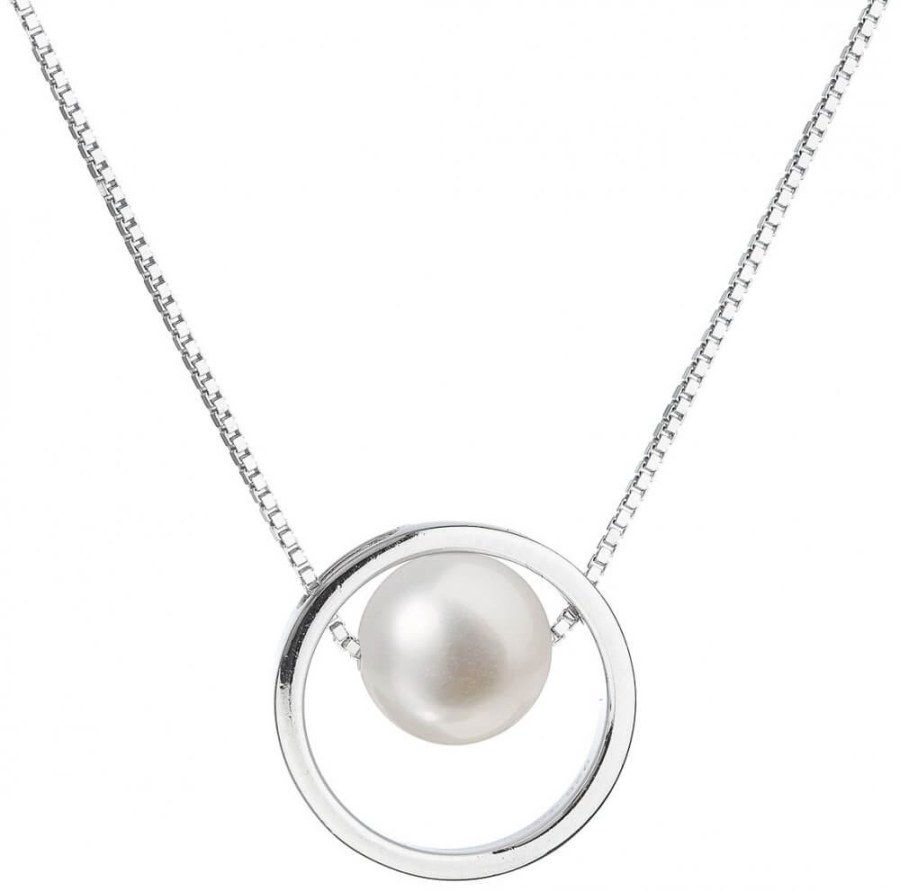 Evolution Group Stříbrný náhrdelník s pravou perlou Pavona 22025.1 (řetízek, přívěsek) - Náhrdelníky