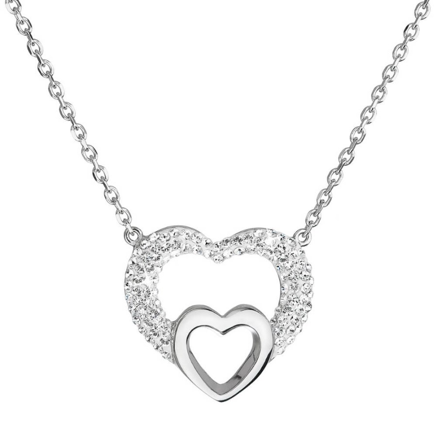 Evolution Group Stříbrný náhrdelník srdce s krystaly Swarovski 32032.1