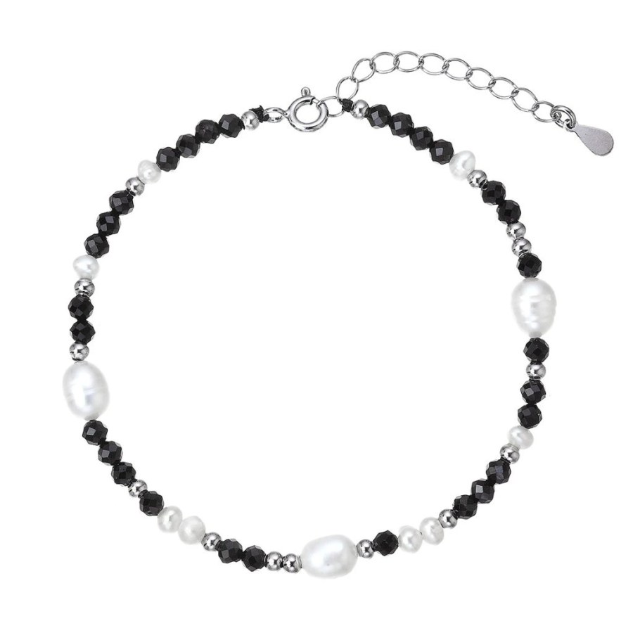 Evolution Group - Pavona Stříbrný náramek s&nbsp;perlami a&nbsp;spinely 13113.3 - Náramky Korálkové náramky