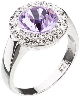 Evolution Group Stříbrný prsten s fialkovým krystalem Swarovski 35026.3 56 mm - Prsteny