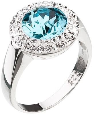 Evolution Group Stříbrný prsten s modrým krystalem Swarovski 35026.3 54 mm - Prsteny Prsteny s kamínkem