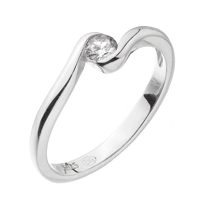 Evolution Group - Pavona Stříbrný vlnitý prsten se zirkonem 15011.1 crystal 52 mm Evolution Group - Pavona Stříbrný vlnitý prsten se zirkonem 15011.1 crystal 52 mm - Prsteny Prsteny s kamínkem