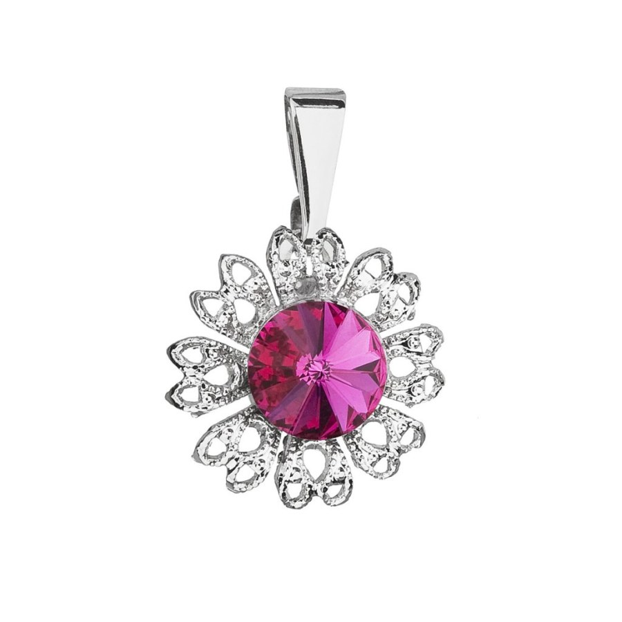 Evolution Group - Pavona Třpytivý přívěsek s krystalem Swarovski Květina 54032.3 fuchsia - Přívěsky Přívěsky na řetízky