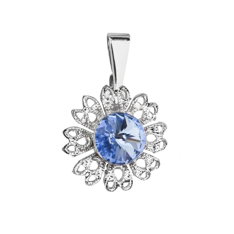 Evolution Group - Pavona Třpytivý přívěsek s modrým krystalem Swarovski Květina 54032.3 sapphire - Přívěsky Přívěsky na řetízky
