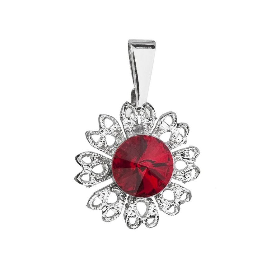 Evolution Group - Pavona Třpytivý přívěsek s rudým krystalem Swarovski Květina 54032.3 siam - Přívěsky Přívěsky na řetízky
