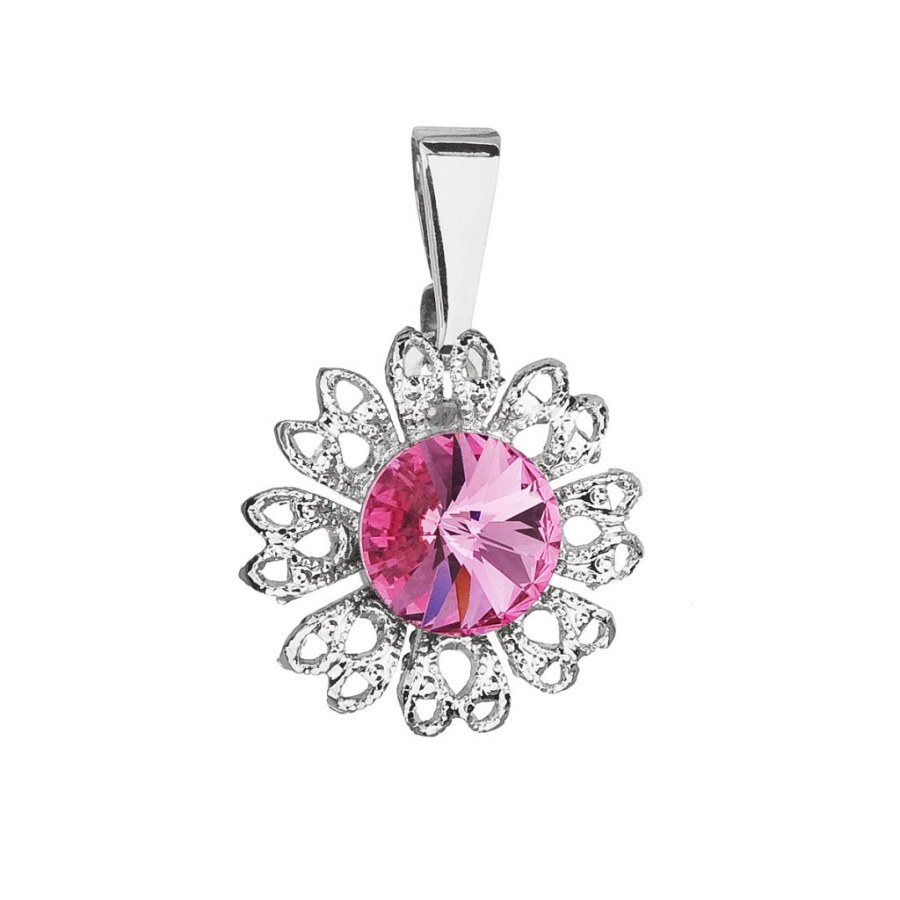 Evolution Group - Pavona Třpytivý přívěsek s růžovým krystalem Swarovski Květina 54032.3 rose - Přívěsky Přívěsky na řetízky