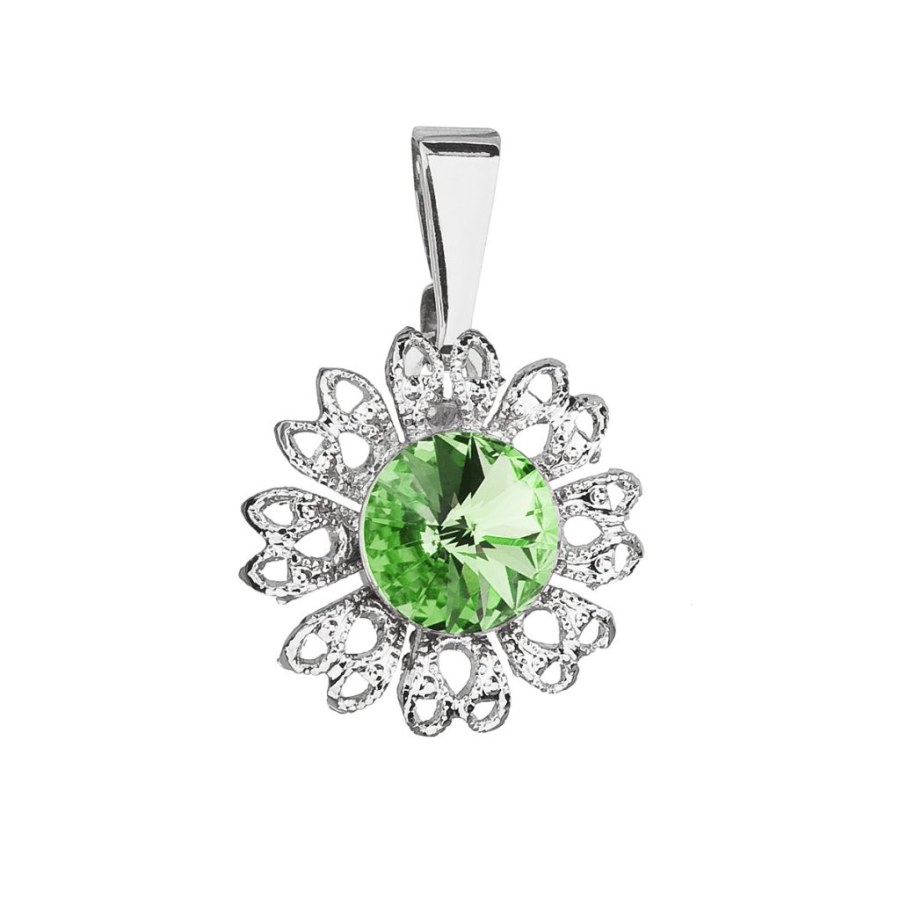 Evolution Group - Pavona Třpytivý přívěsek se zeleným krystalem Swarovski Květina 54032.3 peridot - Přívěsky Přívěsky na řetízky